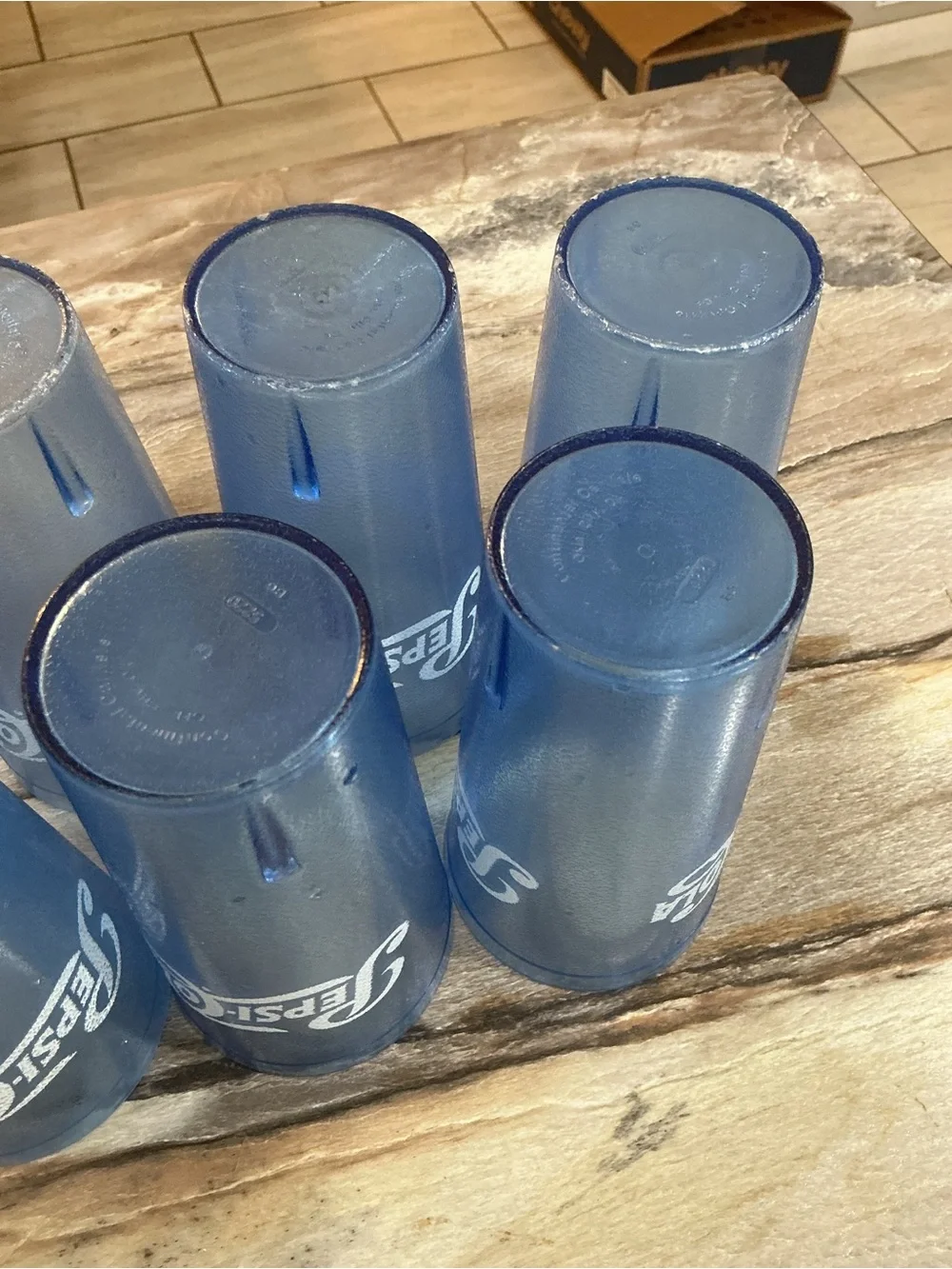 Set of 7 Vintage Pepsi-Cola Blue Restaurant Tumblers 20 oz Retro Diner Cups